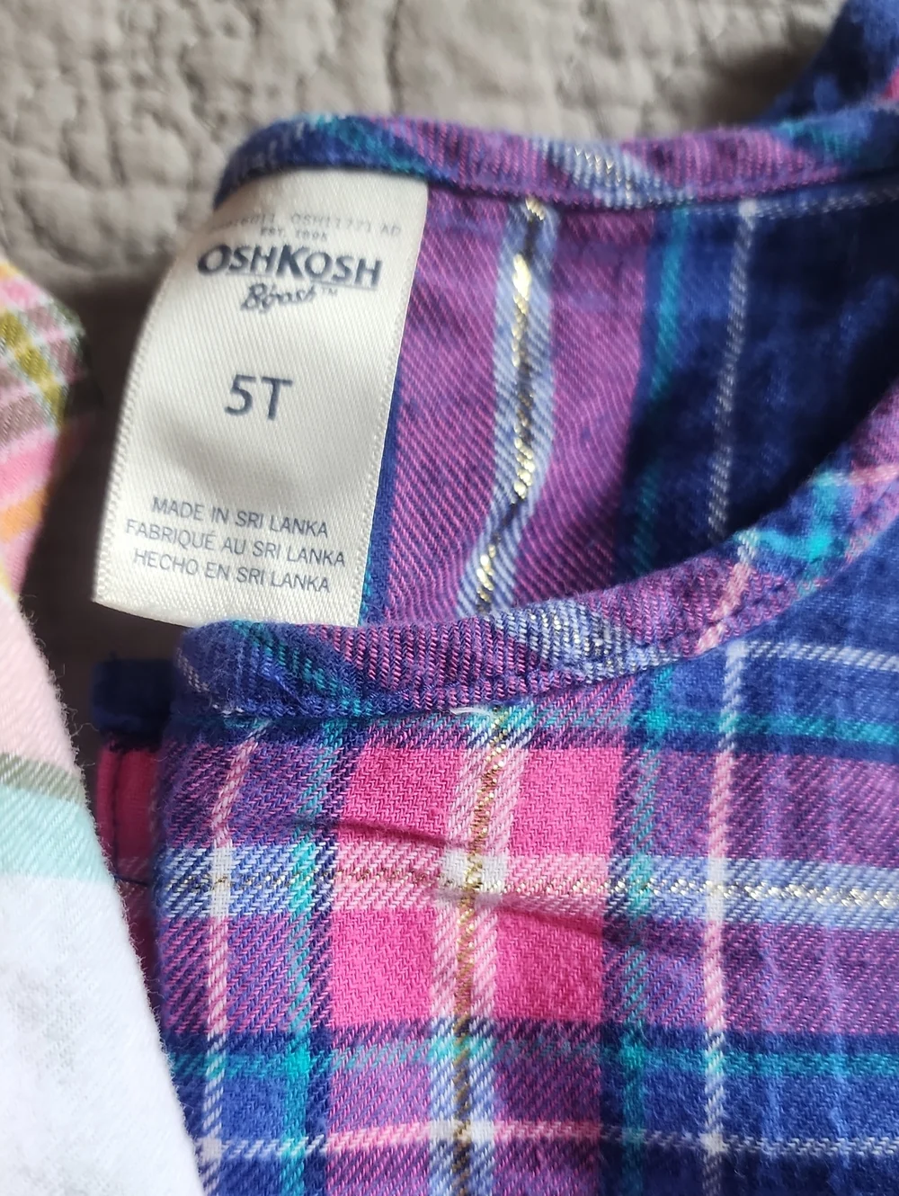 5T Carter's Girls' Plaid Long-Sleeve Flannel Tops - Pink & Blue